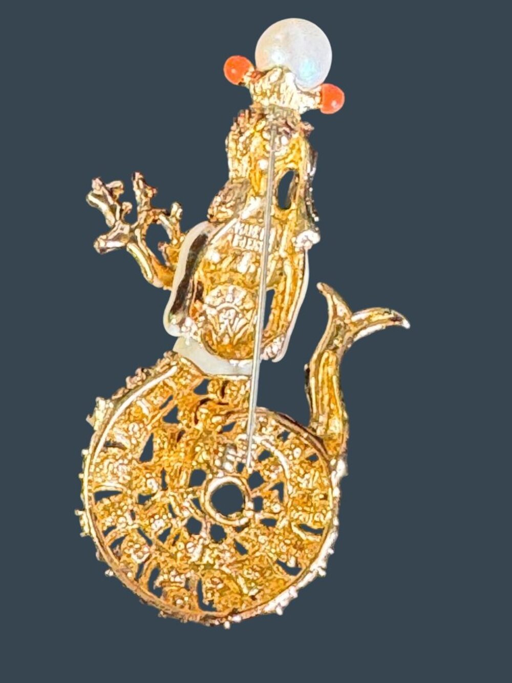 Rare Hutton Wilkinson Signed Mermaid Brooch Swarovski Crystal Tony Duquette 1990 - Picture 12 of 12